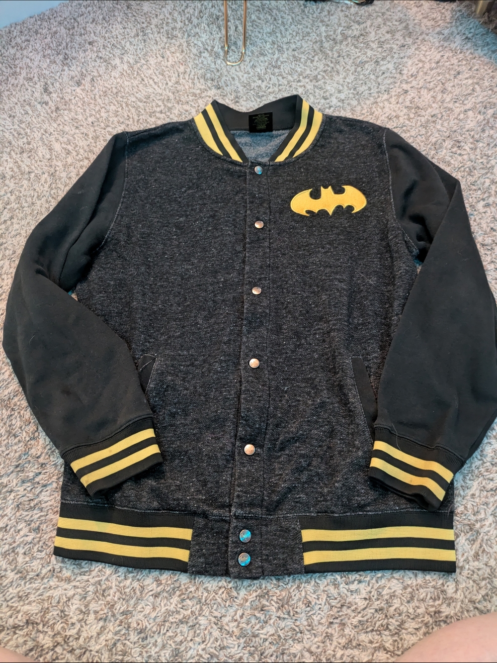 DC Comics Batman Black and Yellow Varsity Style Jacket
